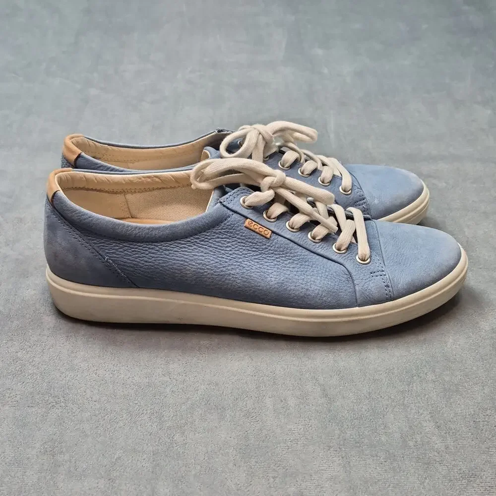 Ecco Ladies Blue Soft Suede Lace-Up Sneakers US Size 10 EU 41 Comfort Casual